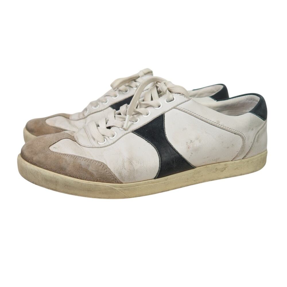 Celine Triomphe Low Lace-Up Sneaker Plain Logo Calfskin Suede Mens 9